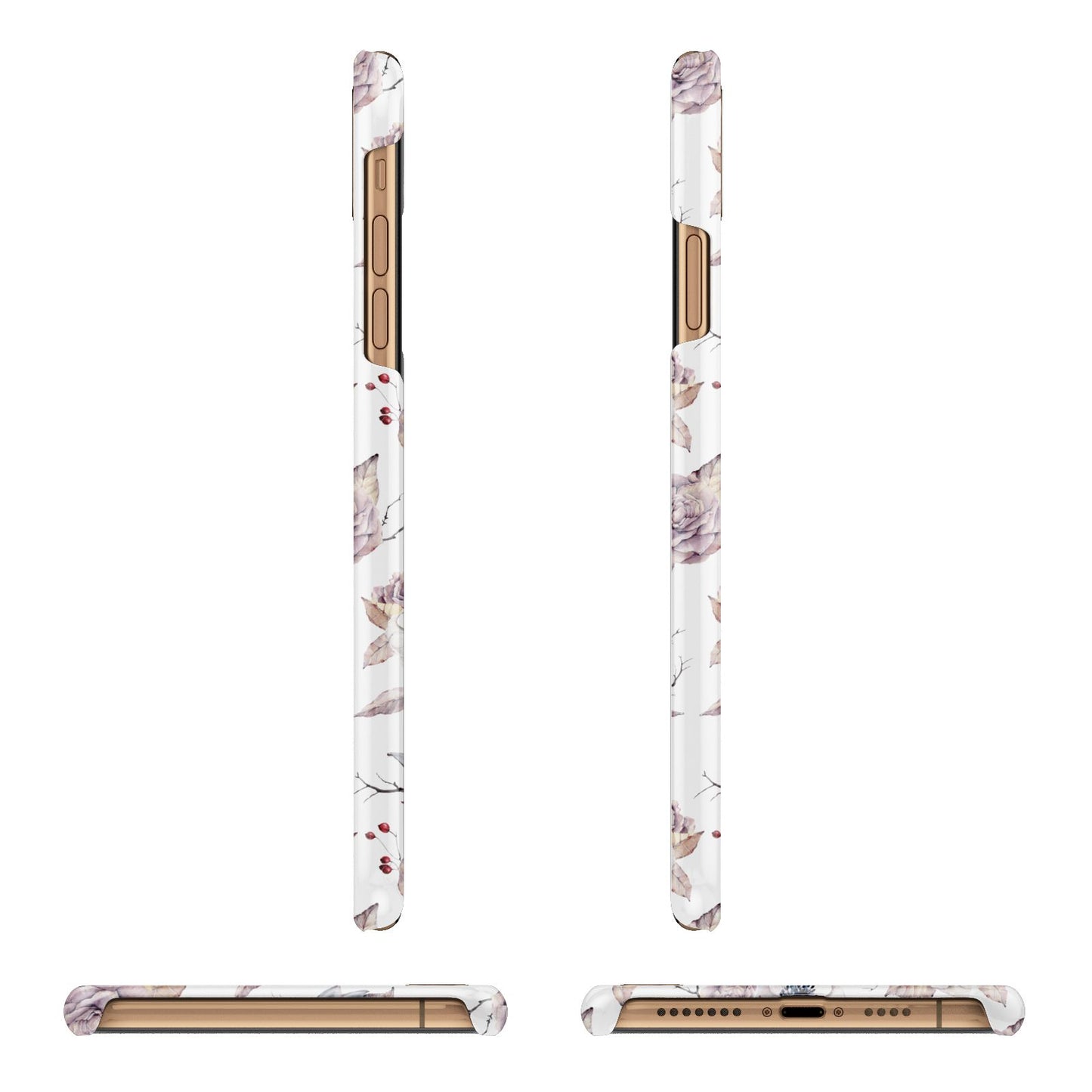 Personalised Halloween Floral Apple iPhone Xs Max 3D Wrap Snap Case Angled Images