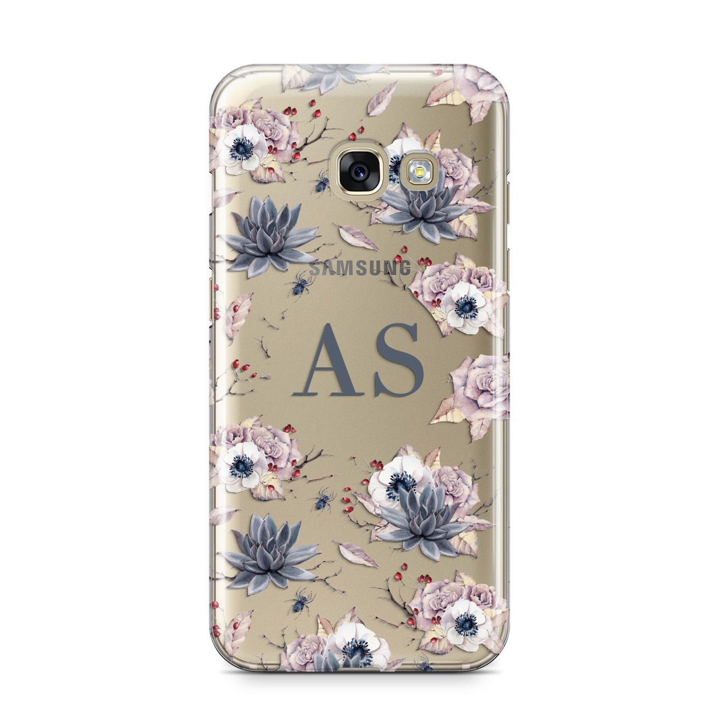 Personalised Halloween Floral Samsung Galaxy A3 2017 Case on gold phone