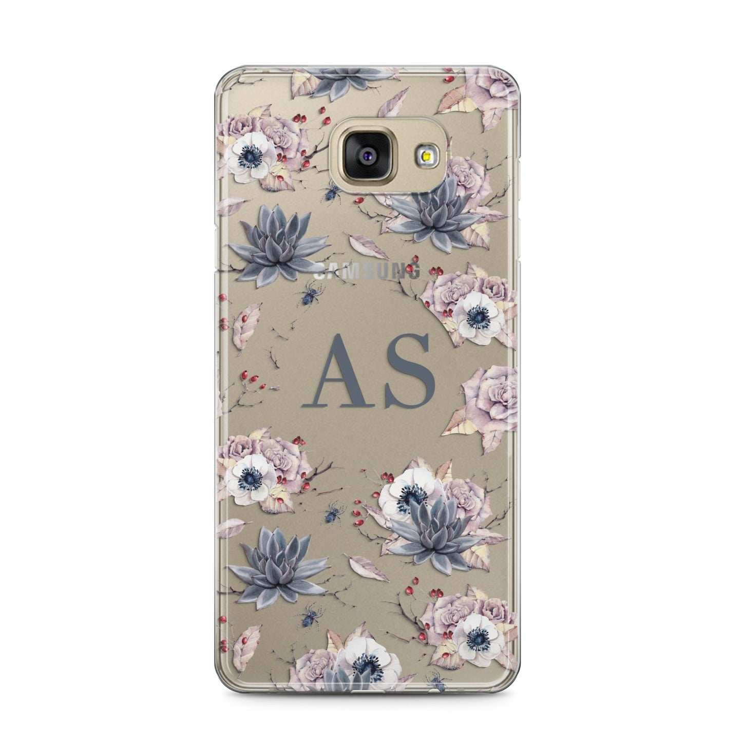 Personalised Halloween Floral Samsung Galaxy A5 2016 Case on gold phone