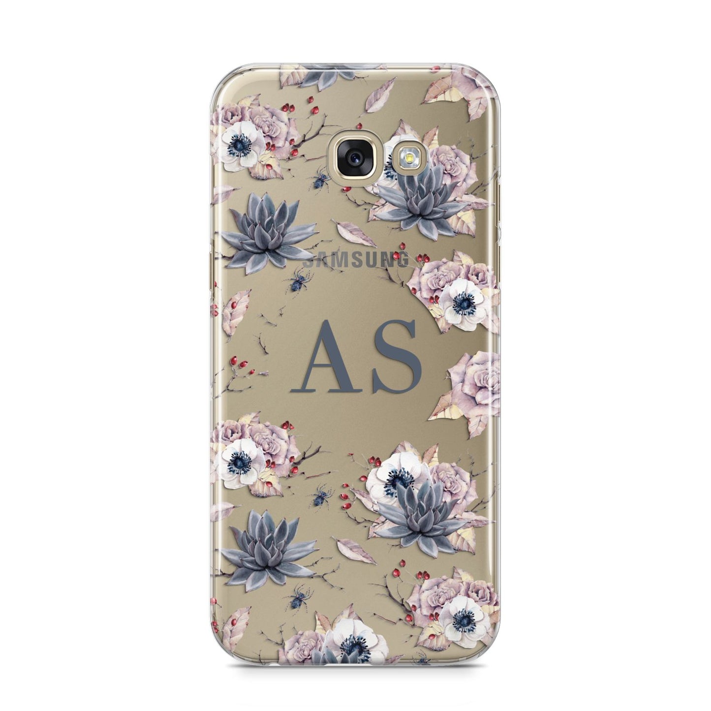 Personalised Halloween Floral Samsung Galaxy A5 2017 Case on gold phone