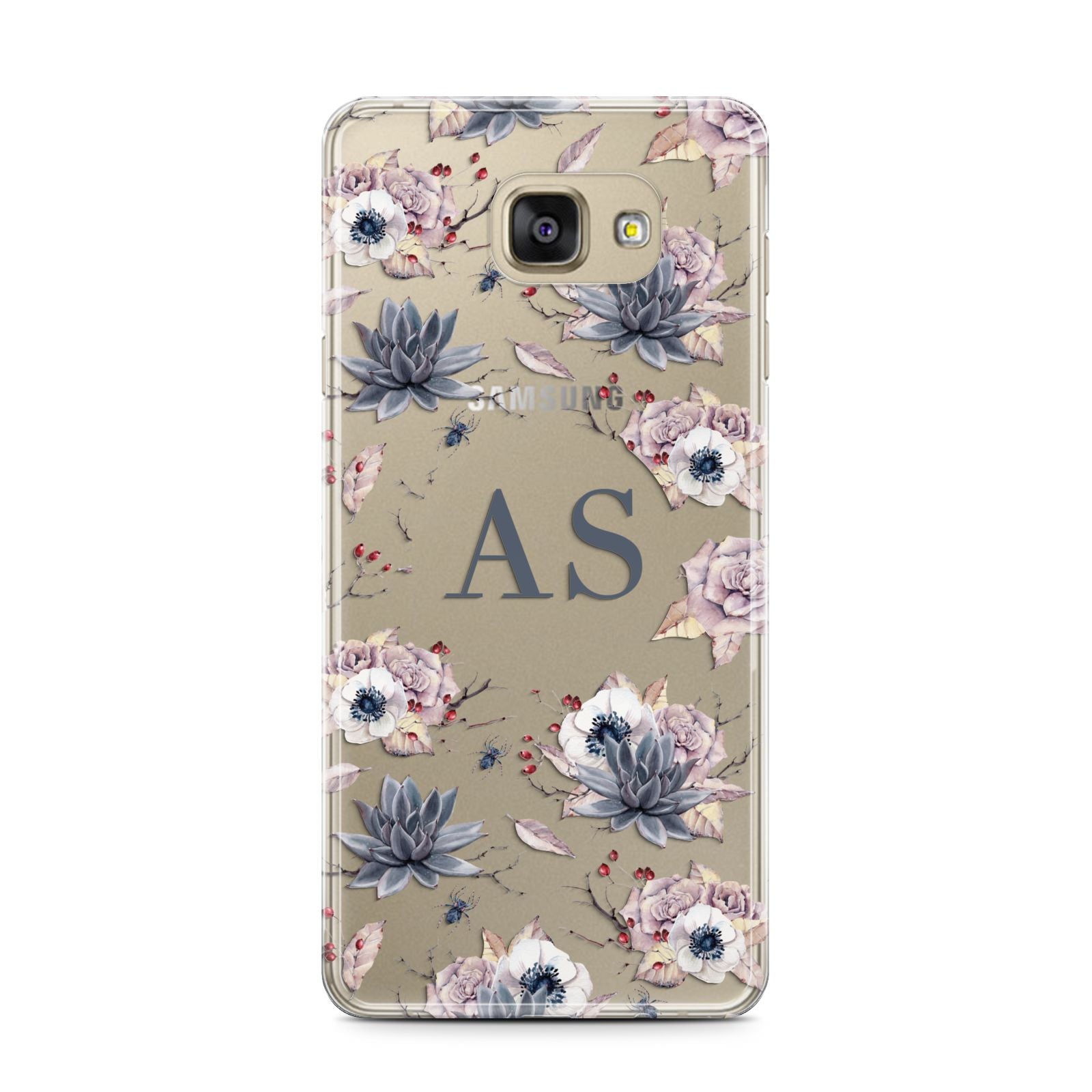 Personalised Halloween Floral Samsung Galaxy A7 2016 Case on gold phone