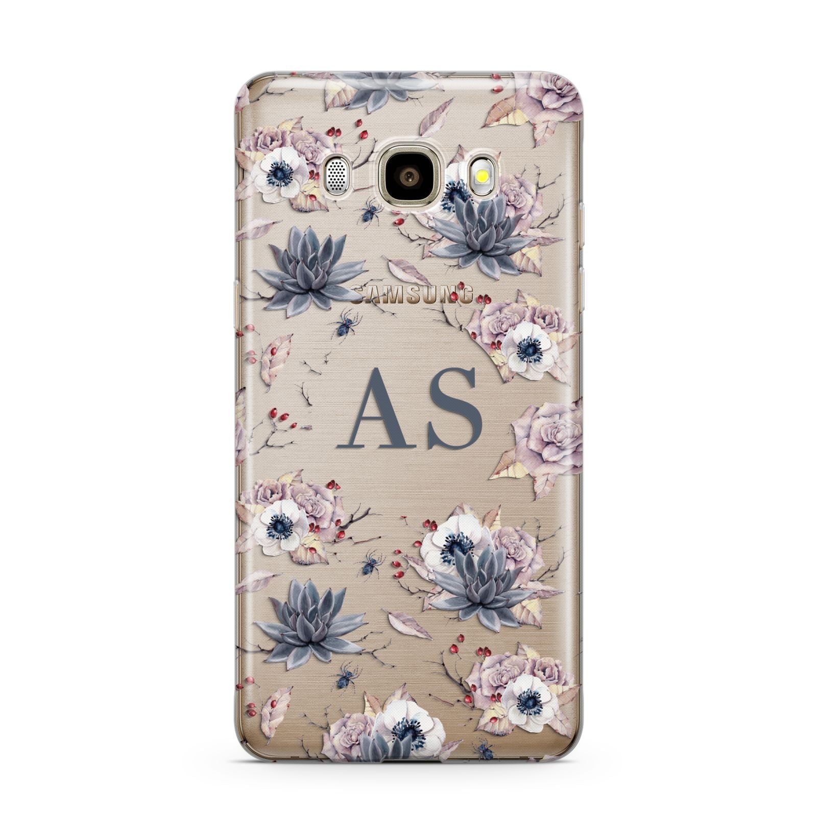 Personalised Halloween Floral Samsung Galaxy J7 2016 Case on gold phone