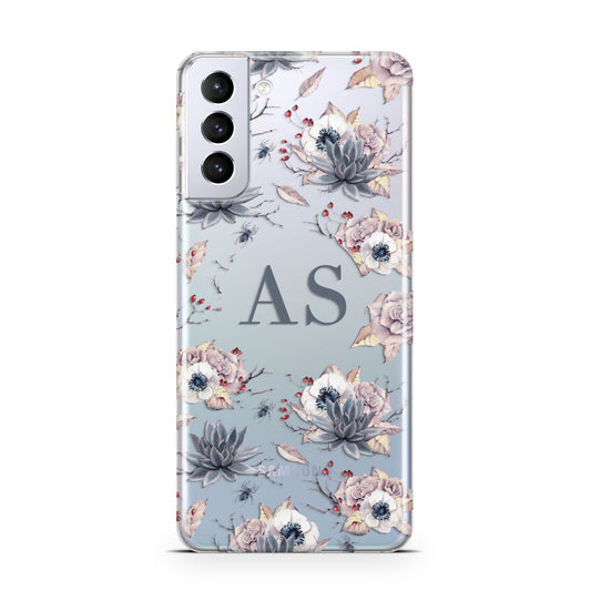 Personalised Halloween Floral Samsung S21 Plus Phone Case