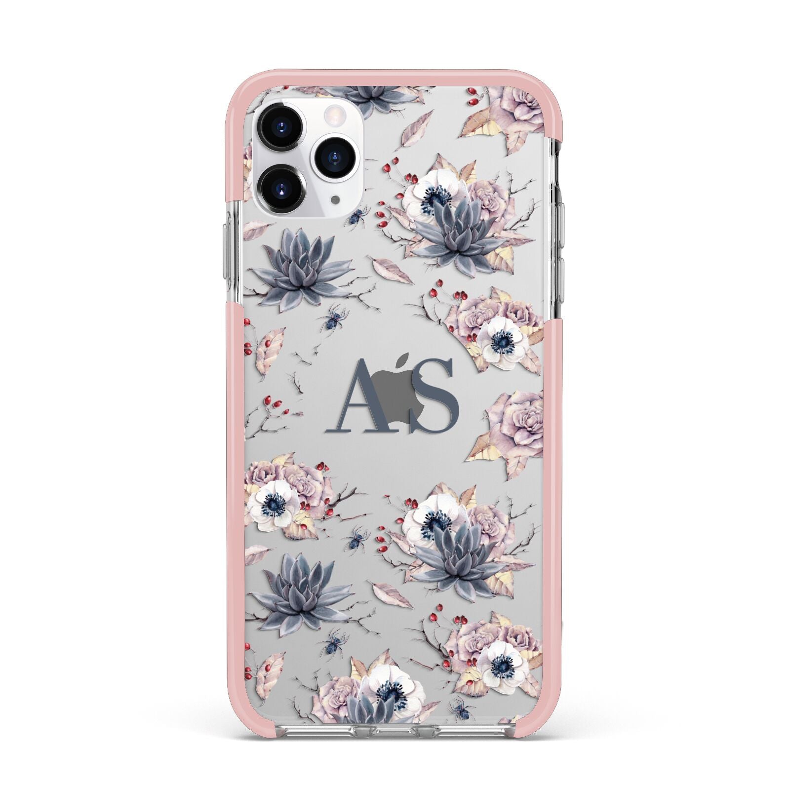 Personalised Halloween Floral iPhone 11 Pro Max Impact Pink Edge Case