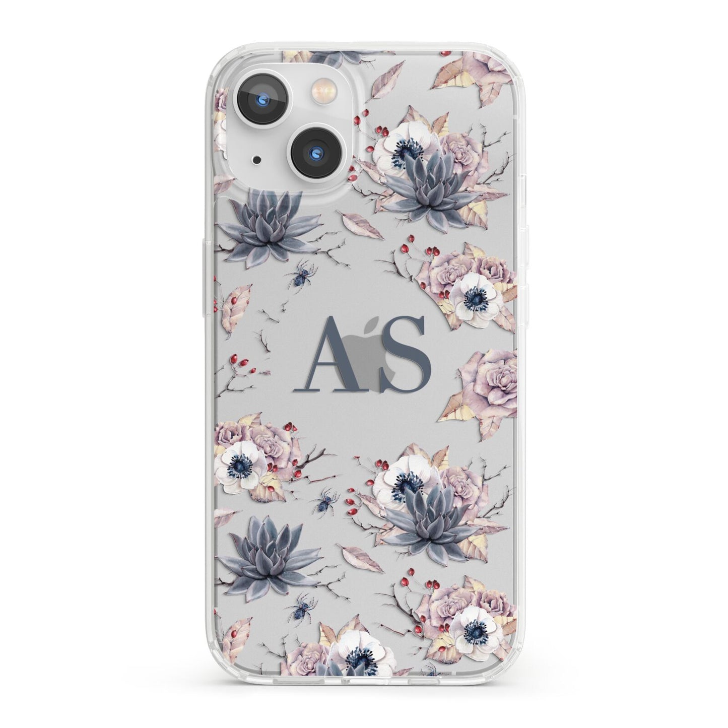 Personalised Halloween Floral iPhone 13 Clear Bumper Case