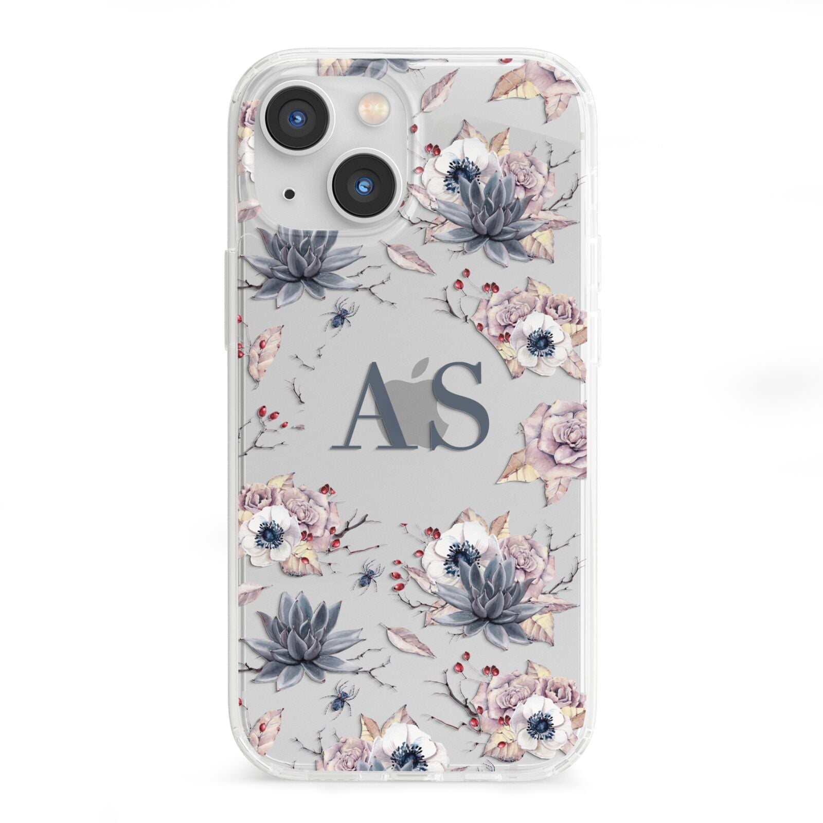 Personalised Halloween Floral iPhone 13 Mini Clear Bumper Case