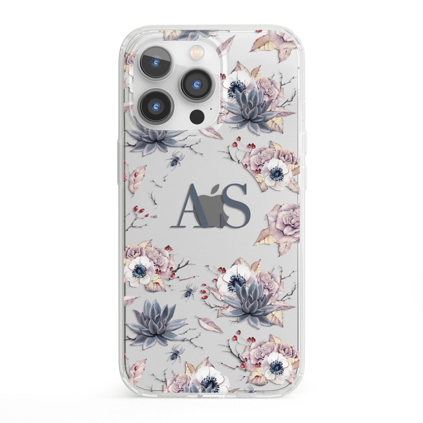 Personalised Halloween Floral iPhone 13 Pro Clear Bumper Case