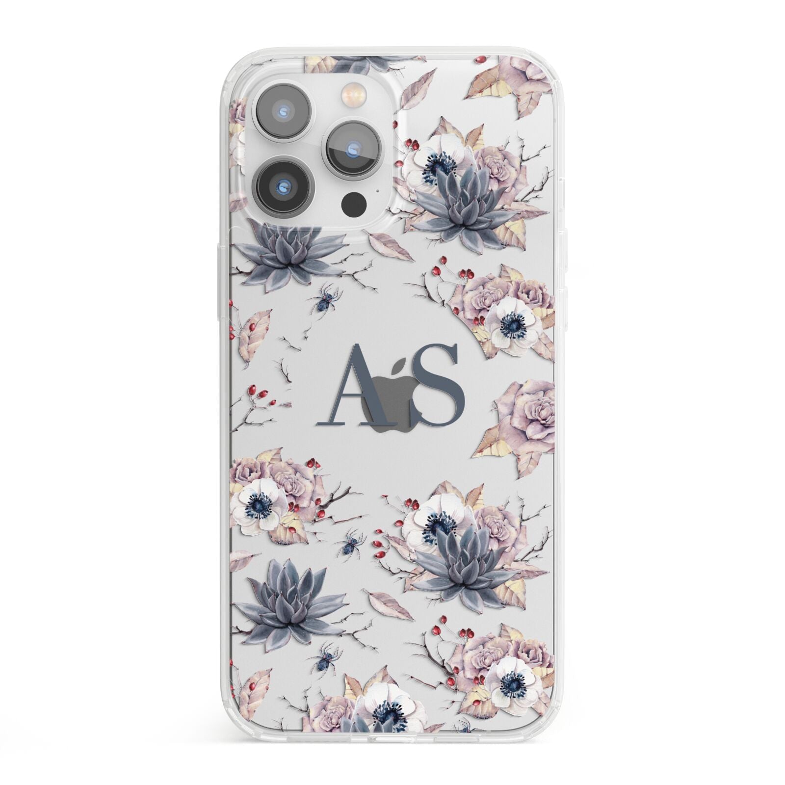 Personalised Halloween Floral iPhone 13 Pro Max Clear Bumper Case