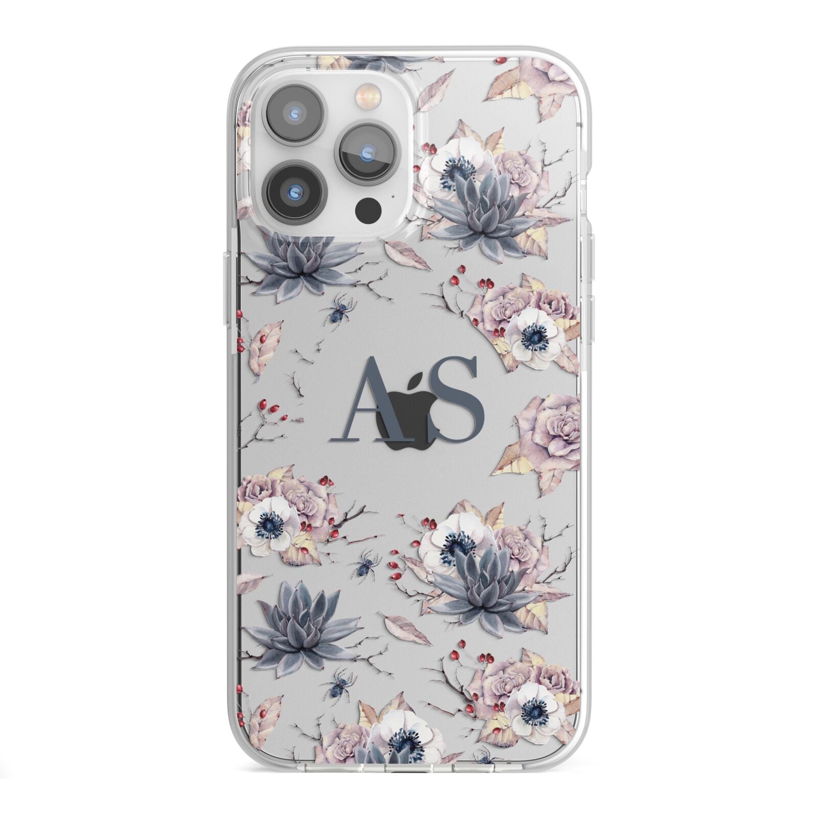 Personalised Halloween Floral iPhone 13 Pro Max TPU Impact Case with White Edges