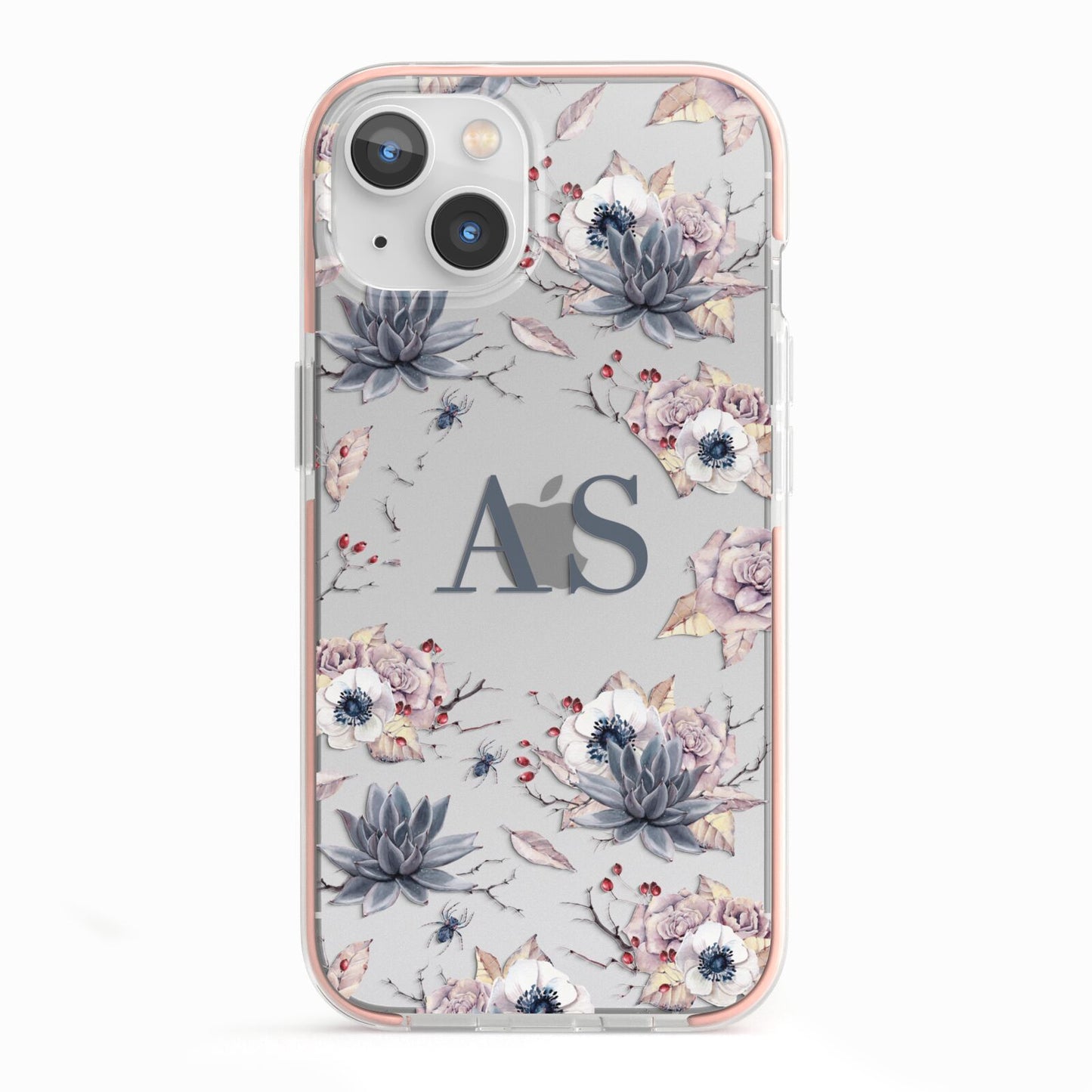Personalised Halloween Floral iPhone 13 TPU Impact Case with Pink Edges