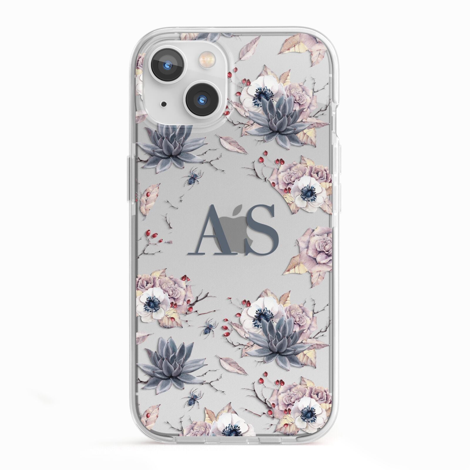 Personalised Halloween Floral iPhone 13 TPU Impact Case with White Edges
