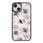 Personalised Halloween Floral iPhone 14 Black Impact Case on Silver phone