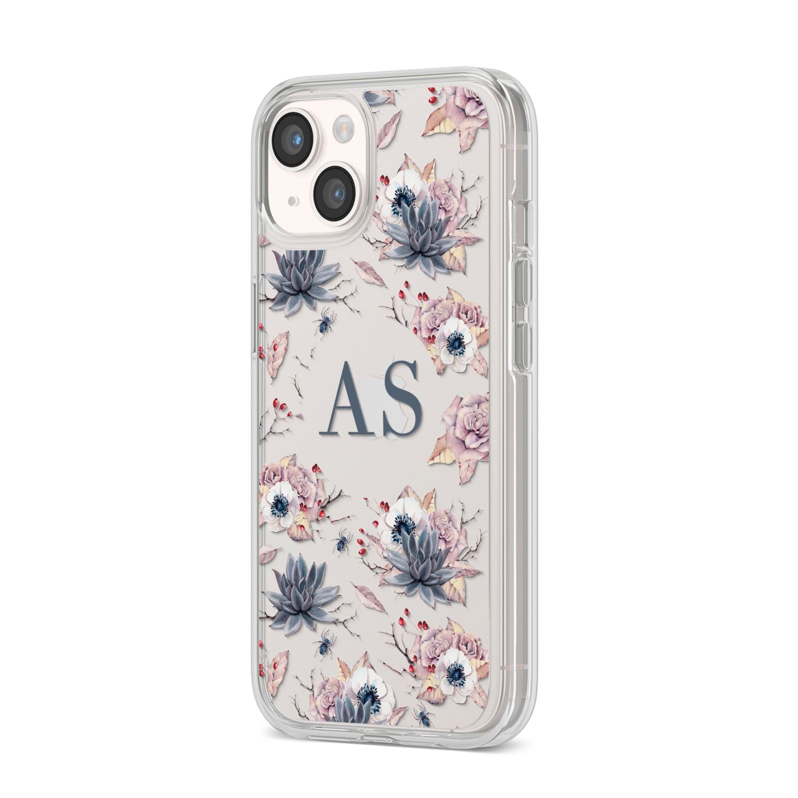 Personalised Halloween Floral iPhone 14 Clear Tough Case Starlight Angled Image