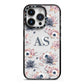Personalised Halloween Floral iPhone 14 Pro Black Impact Case on Silver phone