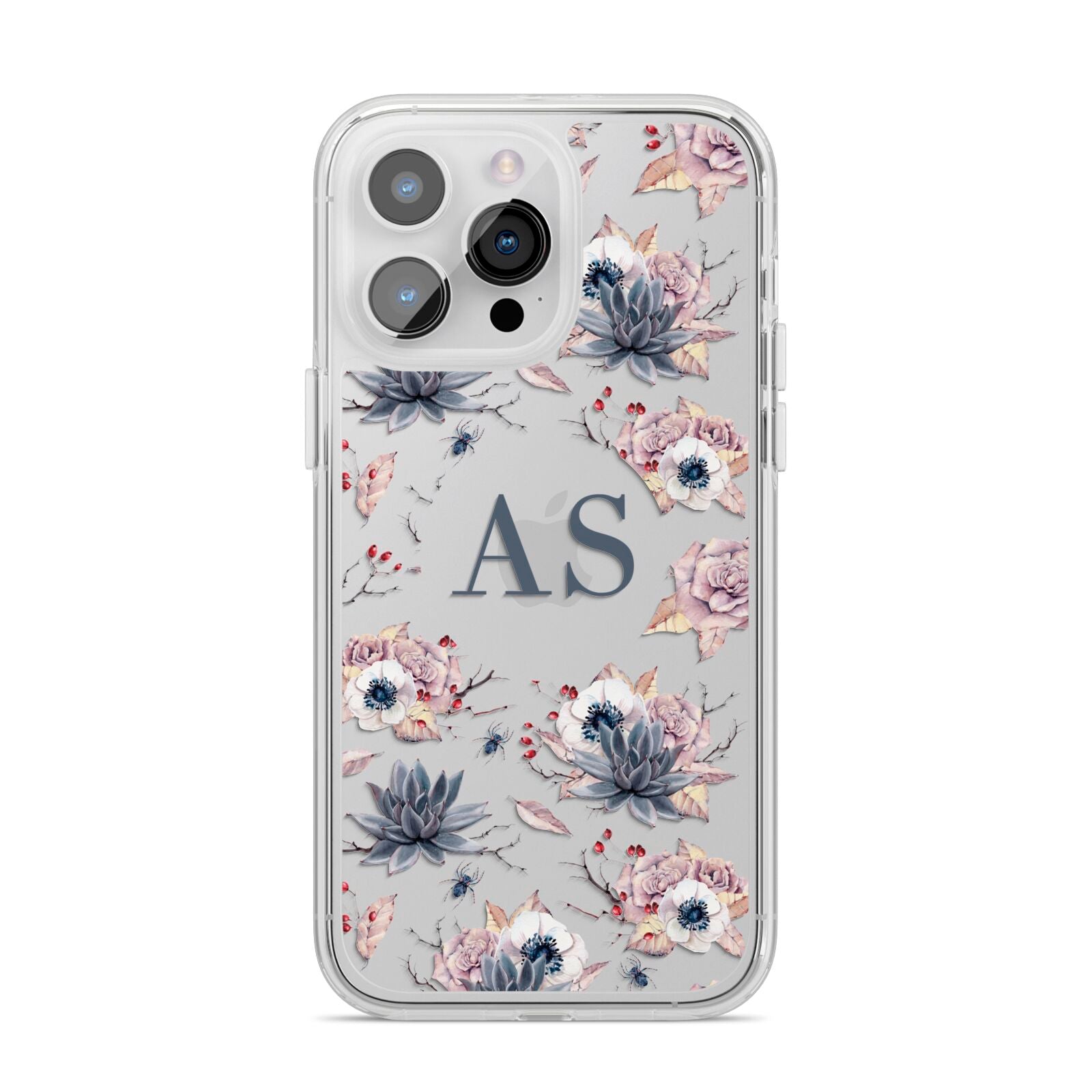 Personalised Halloween Floral iPhone 14 Pro Max Clear Tough Case Silver