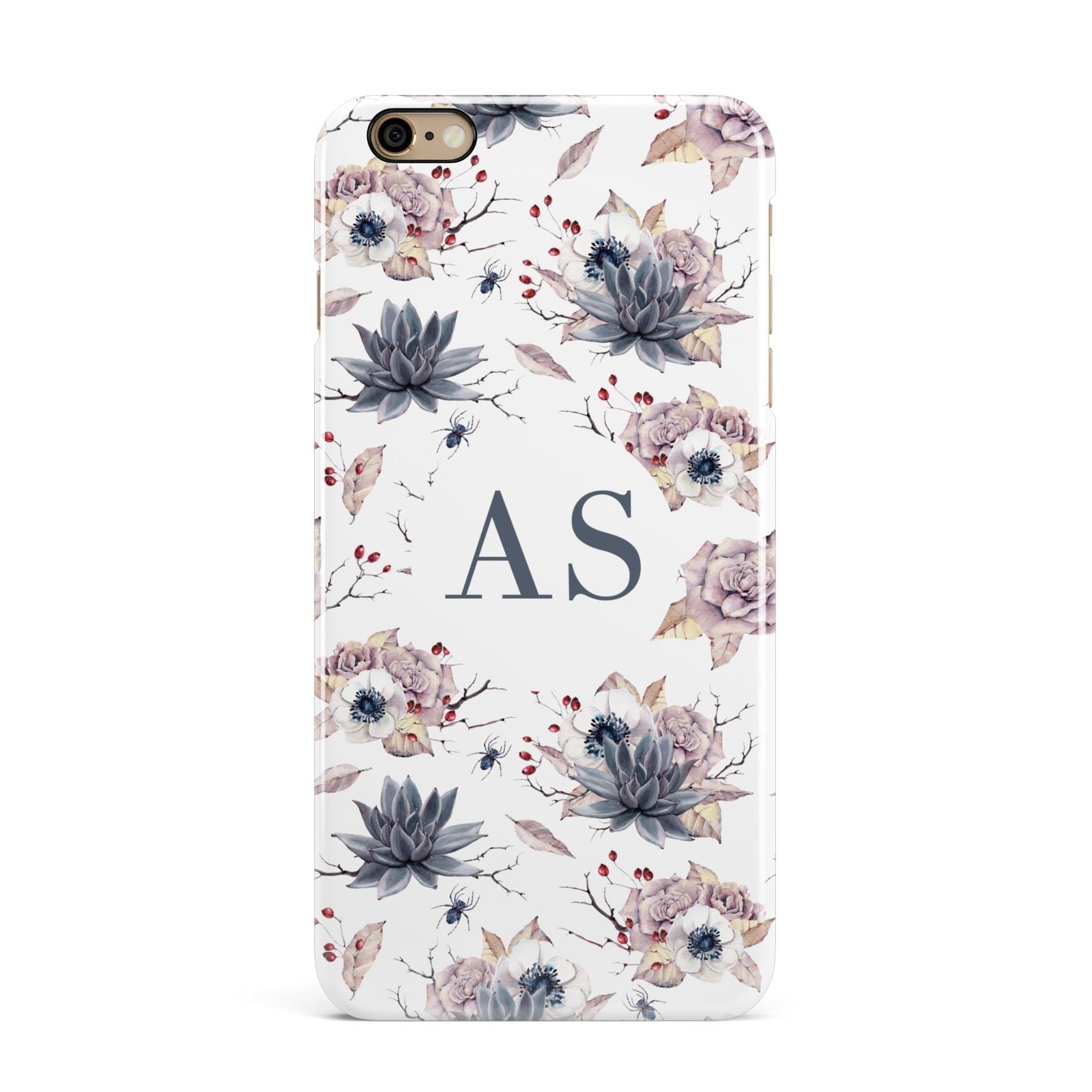 Personalised Halloween Floral iPhone 6 Plus 3D Snap Case on Gold Phone
