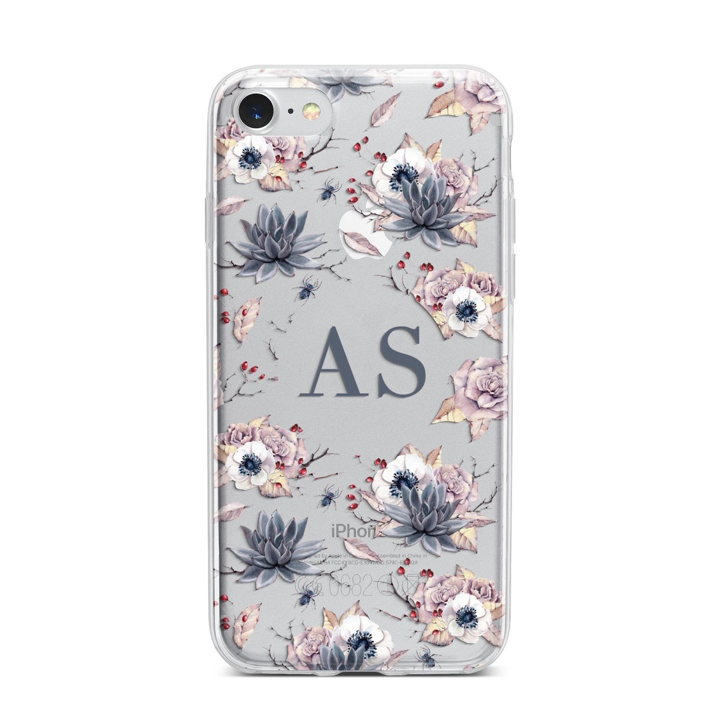 Personalised Halloween Floral iPhone 7 Bumper Case on Silver iPhone