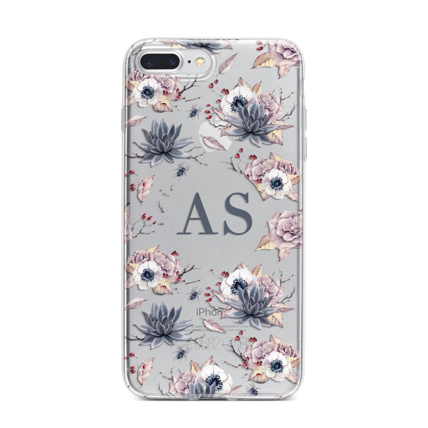 Personalised Halloween Floral iPhone 7 Plus Bumper Case on Silver iPhone