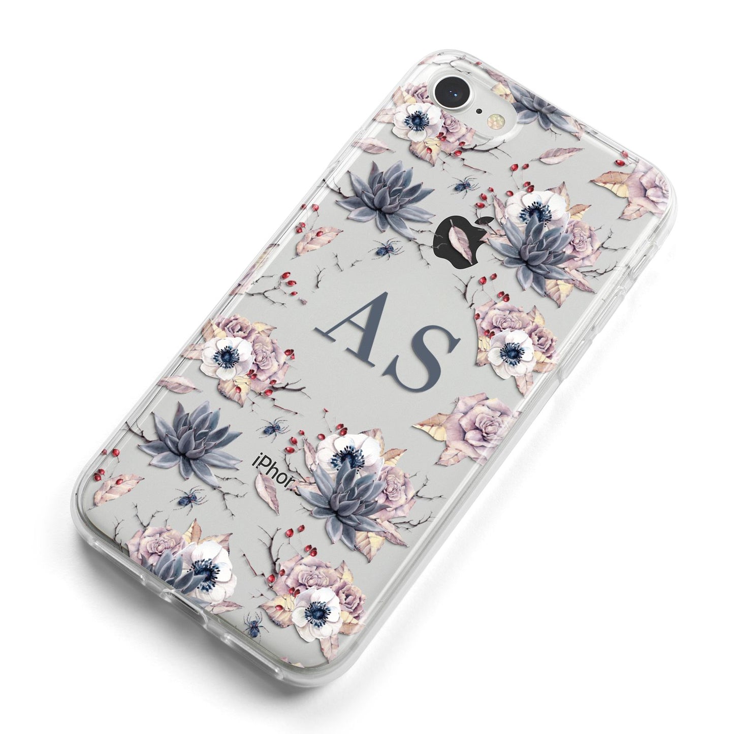 Personalised Halloween Floral iPhone 8 Bumper Case on Silver iPhone Alternative Image