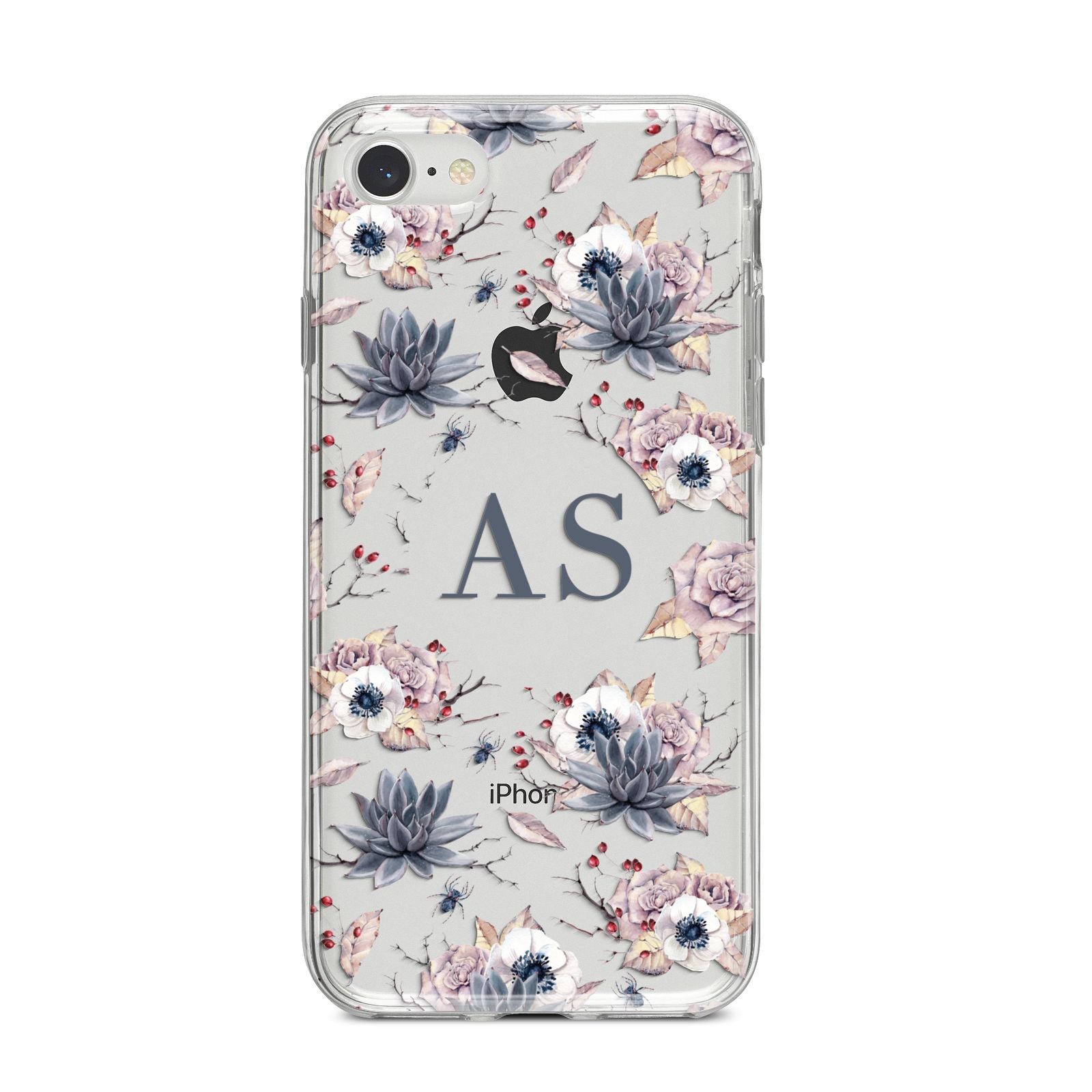 Personalised Halloween Floral iPhone 8 Bumper Case on Silver iPhone