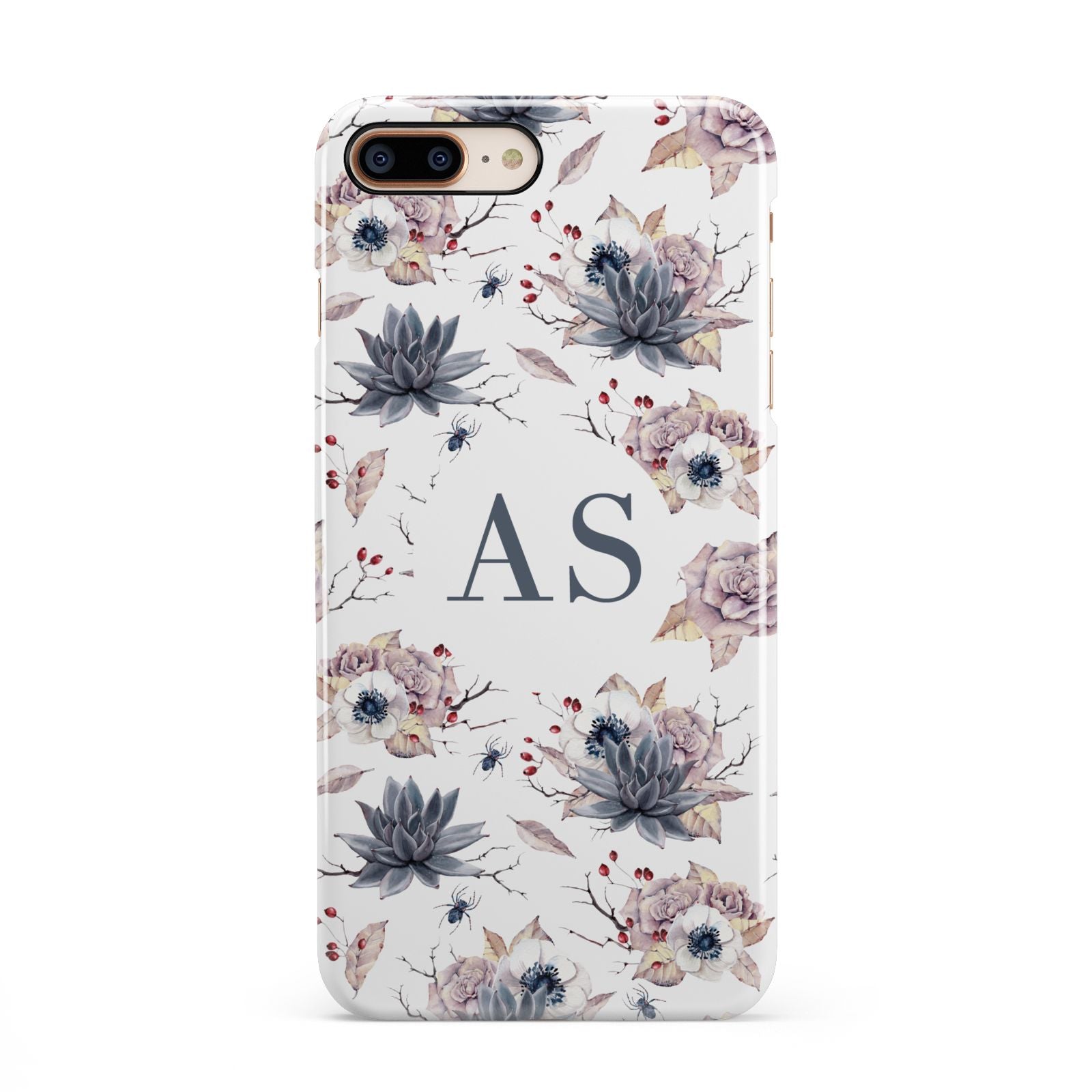 Personalised Halloween Floral iPhone 8 Plus 3D Snap Case on Gold Phone