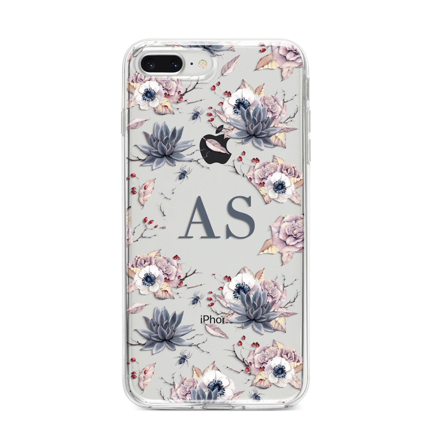 Personalised Halloween Floral iPhone 8 Plus Bumper Case on Silver iPhone