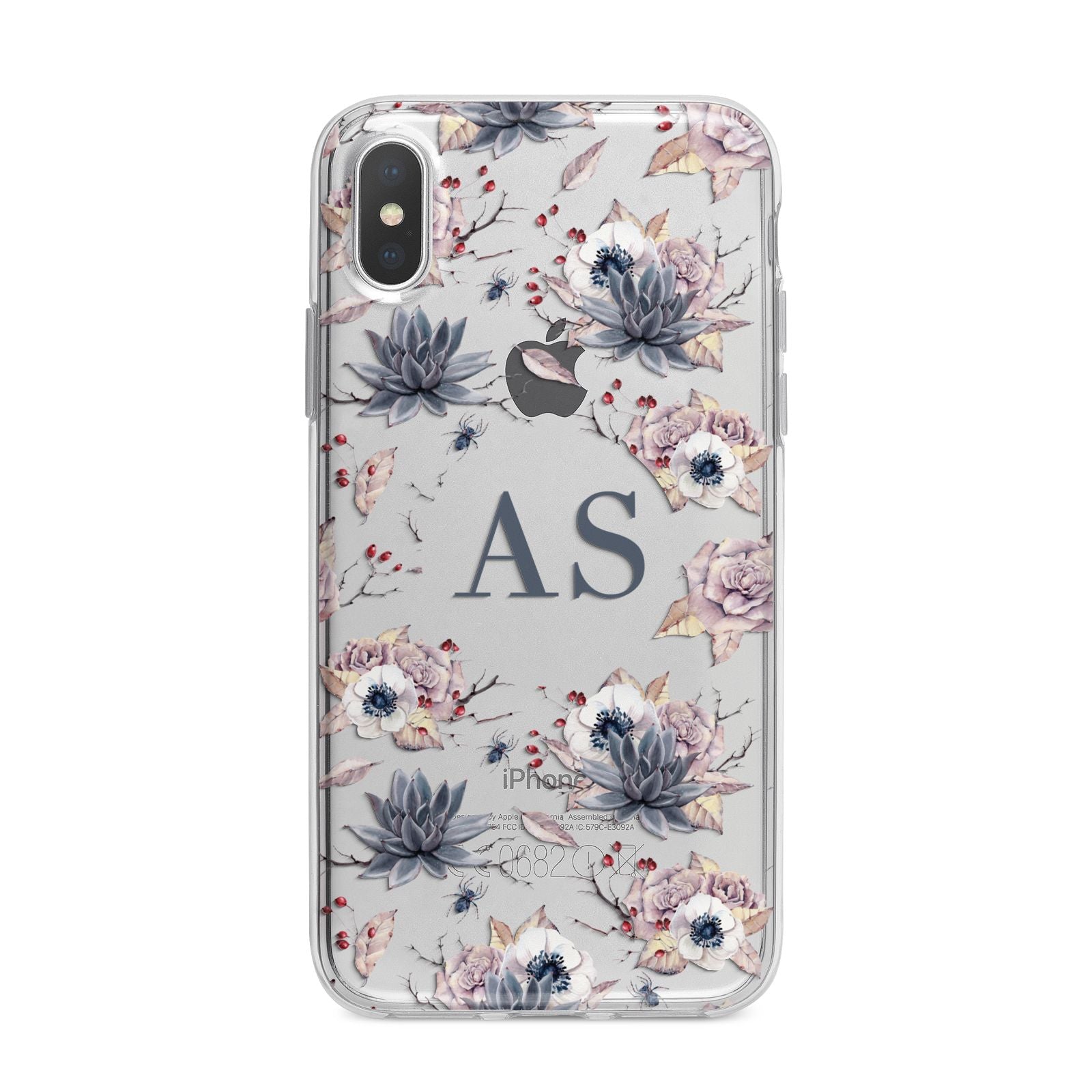 Personalised Halloween Floral iPhone X Bumper Case on Silver iPhone Alternative Image 1