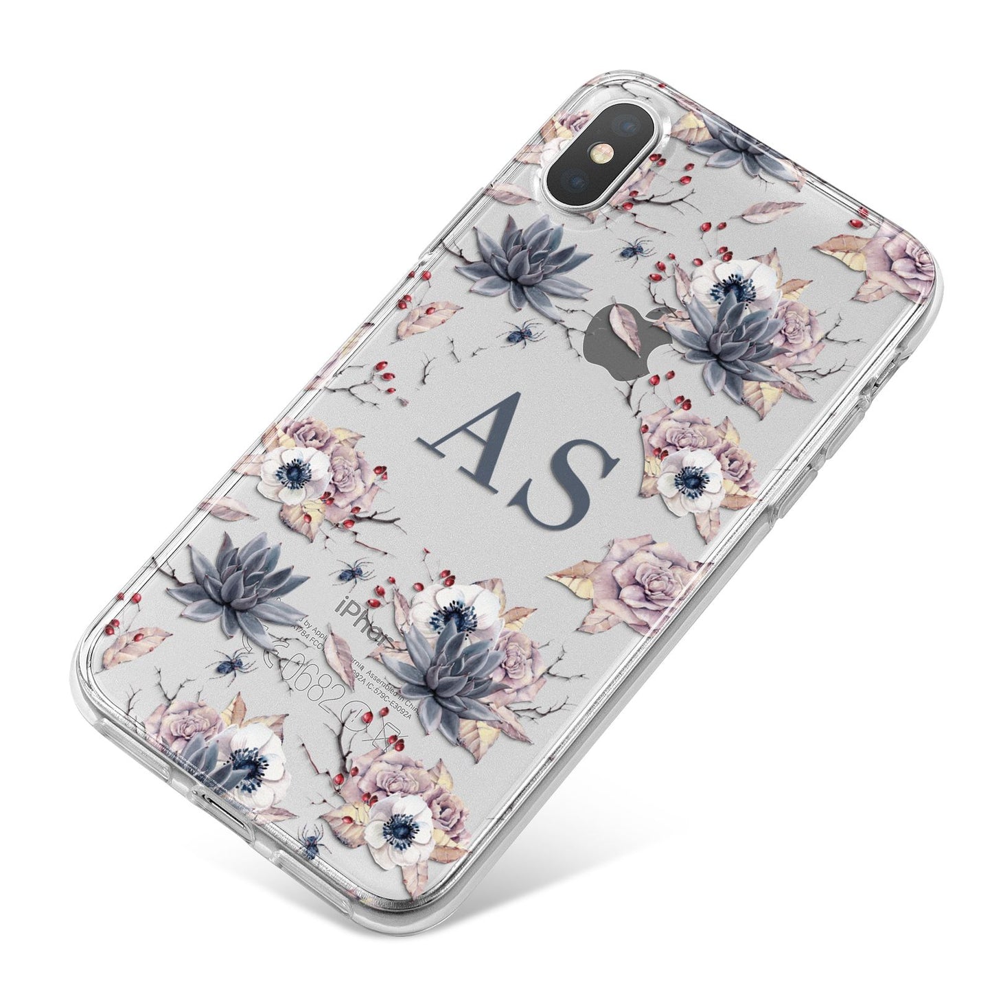 Personalised Halloween Floral iPhone X Bumper Case on Silver iPhone