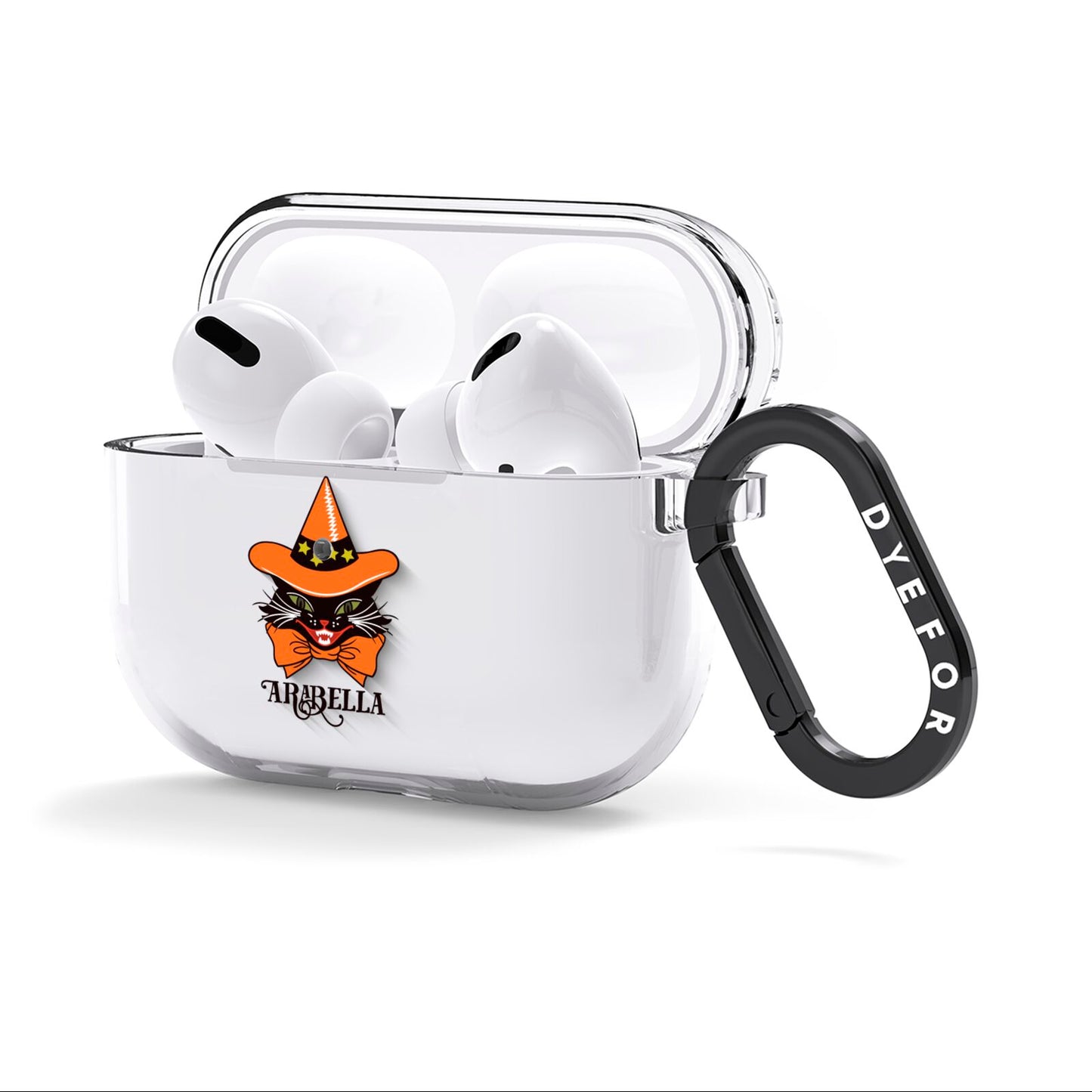 Personalised Halloween Hat Cat AirPods Clear Case 3rd Gen Side Image