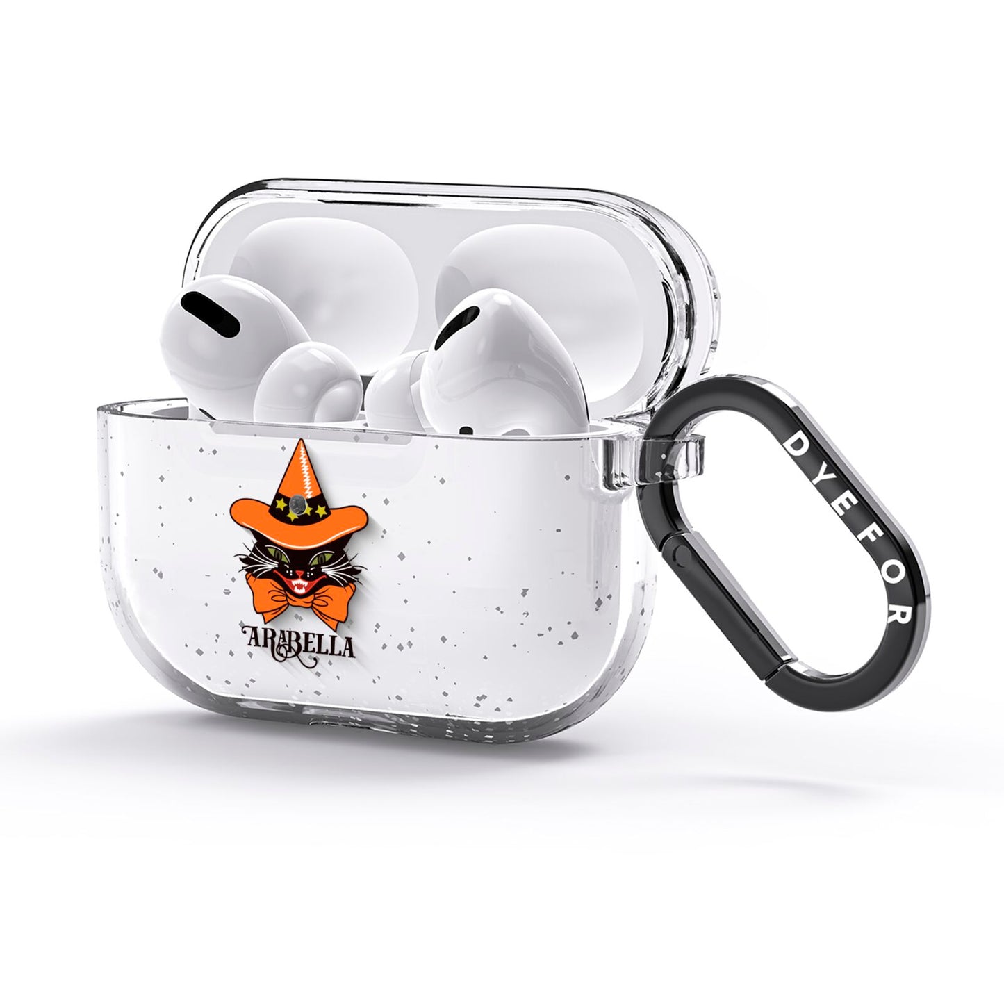 Personalised Halloween Hat Cat AirPods Glitter Case 3rd Gen Side Image