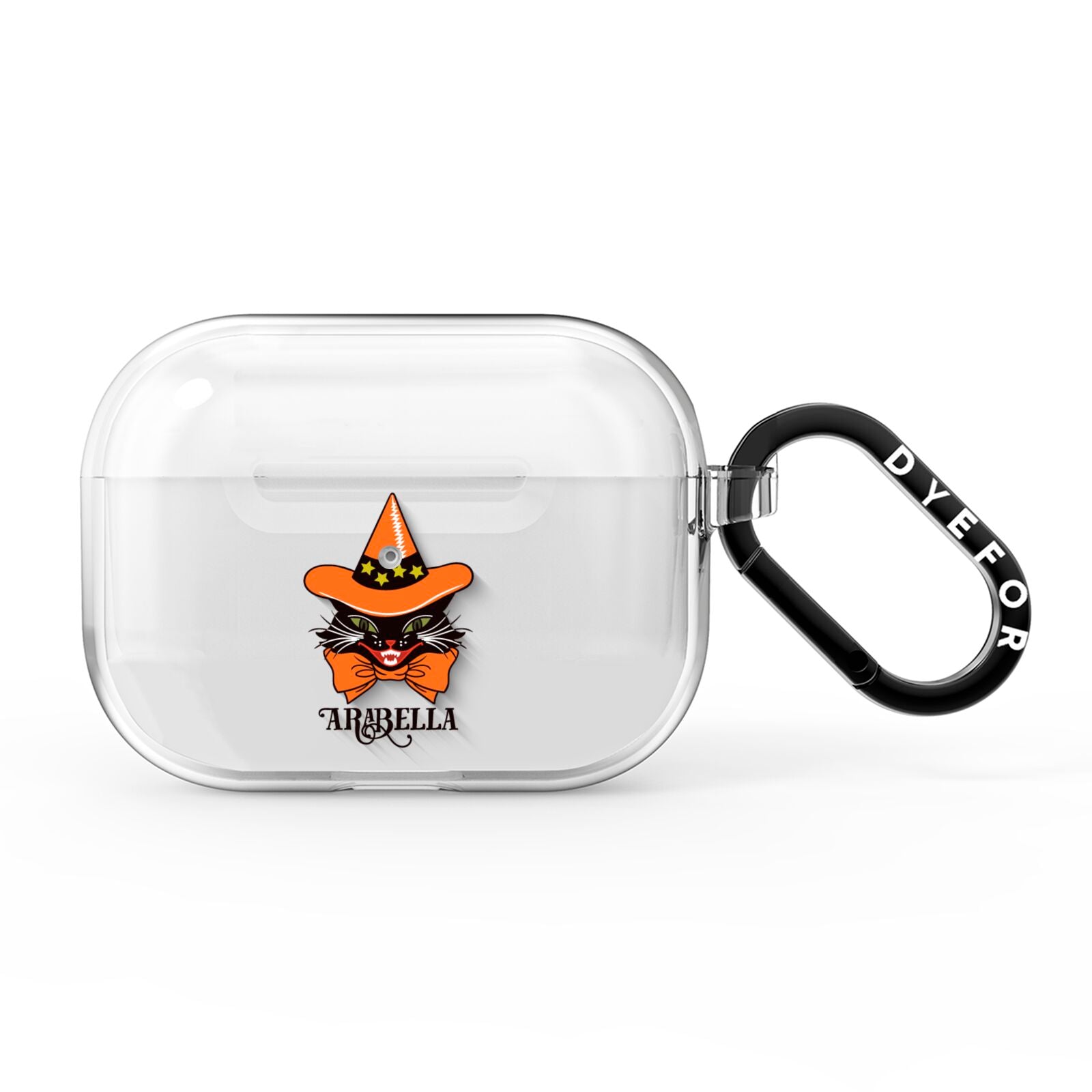 Personalised Halloween Hat Cat AirPods Pro Clear Case