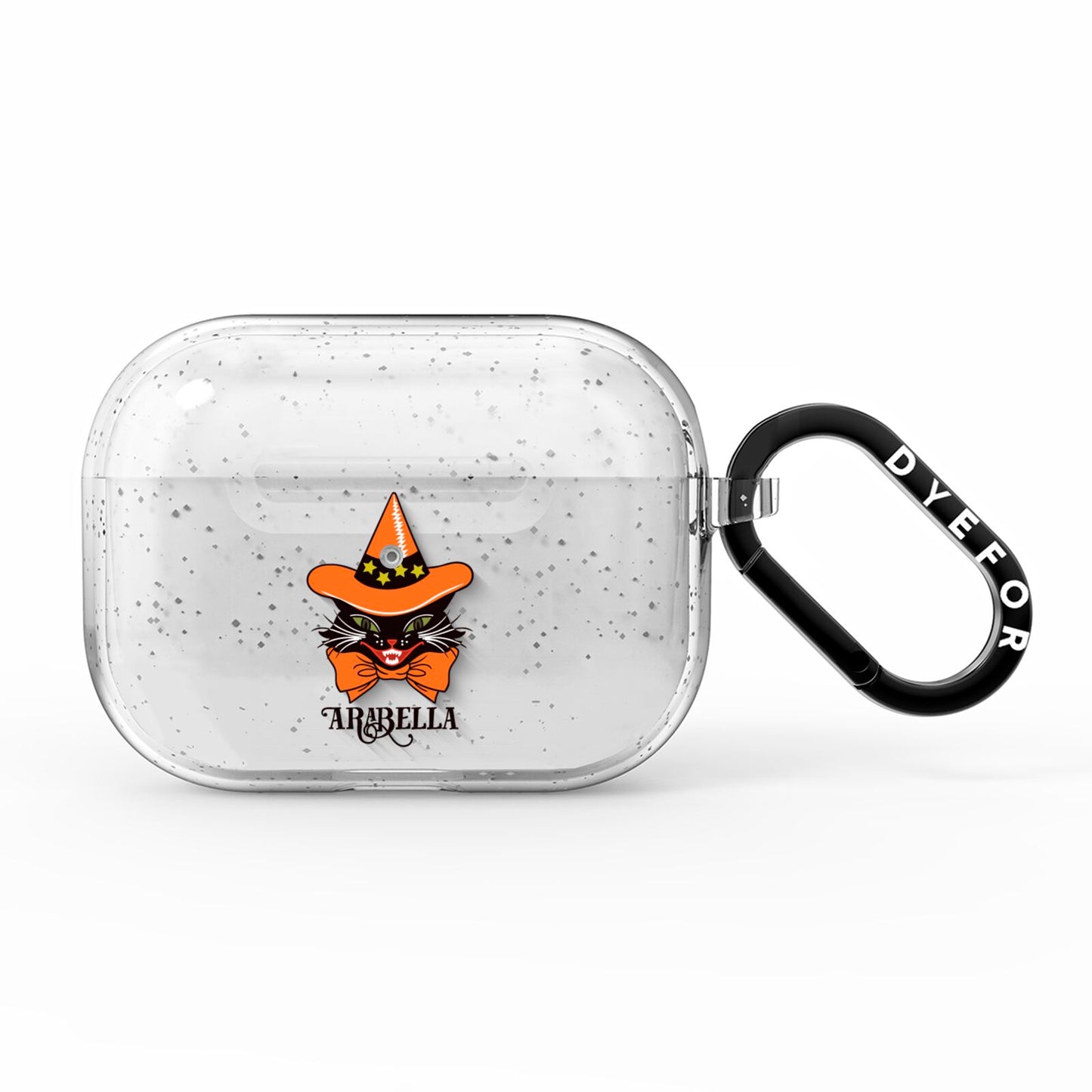Personalised Halloween Hat Cat AirPods Pro Glitter Case