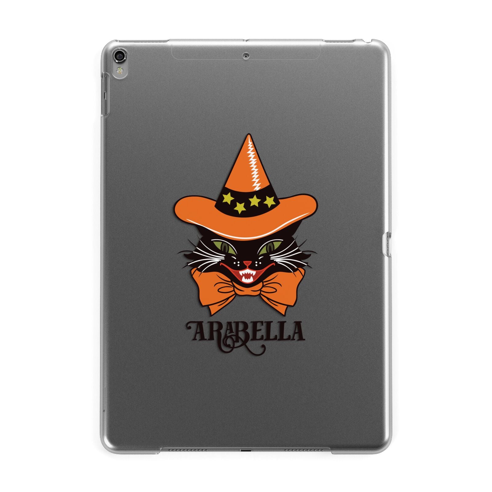 Personalised Halloween Hat Cat Apple iPad Grey Case