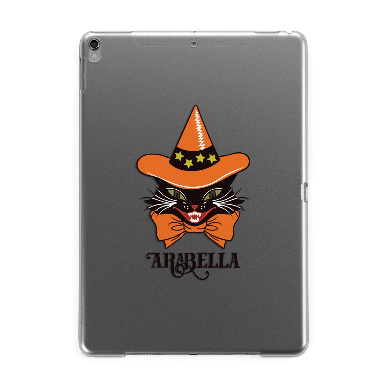 Personalised Halloween Hat Cat Apple iPad Grey Case