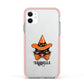 Personalised Halloween Hat Cat Apple iPhone 11 in White with Pink Impact Case