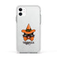 Personalised Halloween Hat Cat Apple iPhone 11 in White with White Impact Case