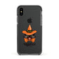 Personalised Halloween Hat Cat Apple iPhone Xs Impact Case Black Edge on Black Phone
