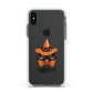 Personalised Halloween Hat Cat Apple iPhone Xs Impact Case White Edge on Black Phone