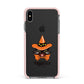 Personalised Halloween Hat Cat Apple iPhone Xs Max Impact Case Pink Edge on Black Phone