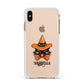 Personalised Halloween Hat Cat Apple iPhone Xs Max Impact Case White Edge on Gold Phone