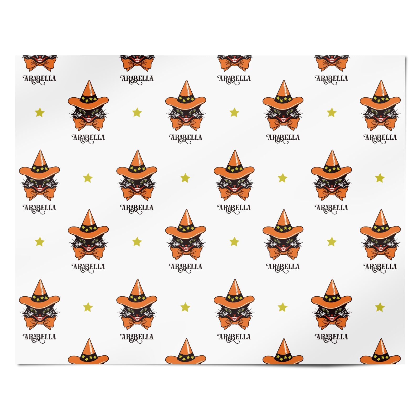 Personalised Halloween Hat Cat Personalised Wrapping Paper Alternative