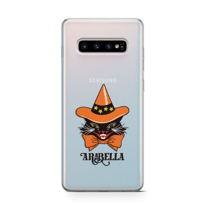 Personalised Halloween Hat Cat Samsung Galaxy S10 Case
