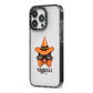 Personalised Halloween Hat Cat iPhone 13 Pro Black Impact Case Side Angle on Silver phone