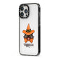 Personalised Halloween Hat Cat iPhone 13 Pro Max Black Impact Case Side Angle on Silver phone