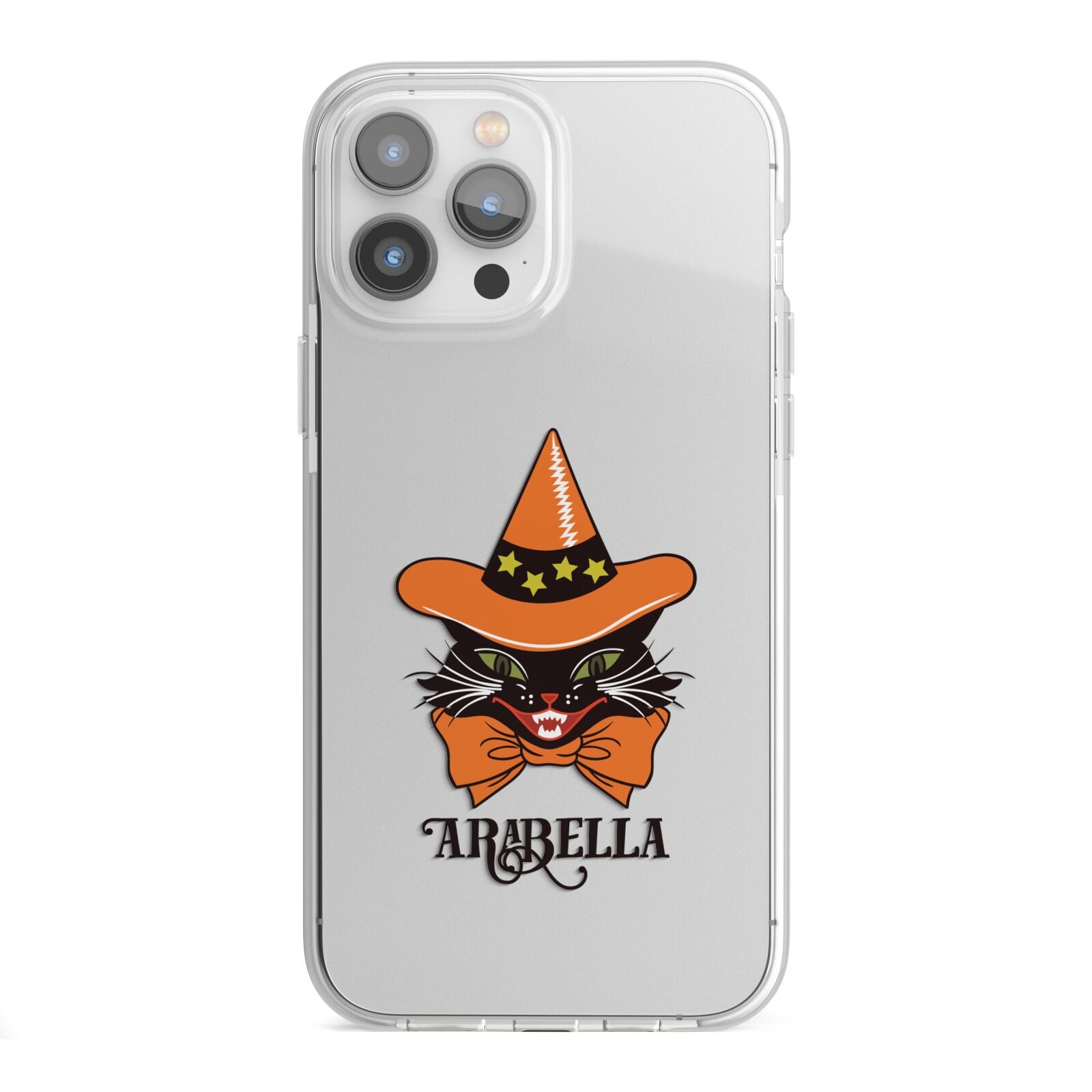 Personalised Halloween Hat Cat iPhone 13 Pro Max TPU Impact Case with White Edges