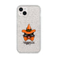Personalised Halloween Hat Cat iPhone 14 Plus Glitter Tough Case Starlight