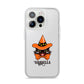Personalised Halloween Hat Cat iPhone 14 Pro Clear Tough Case Silver