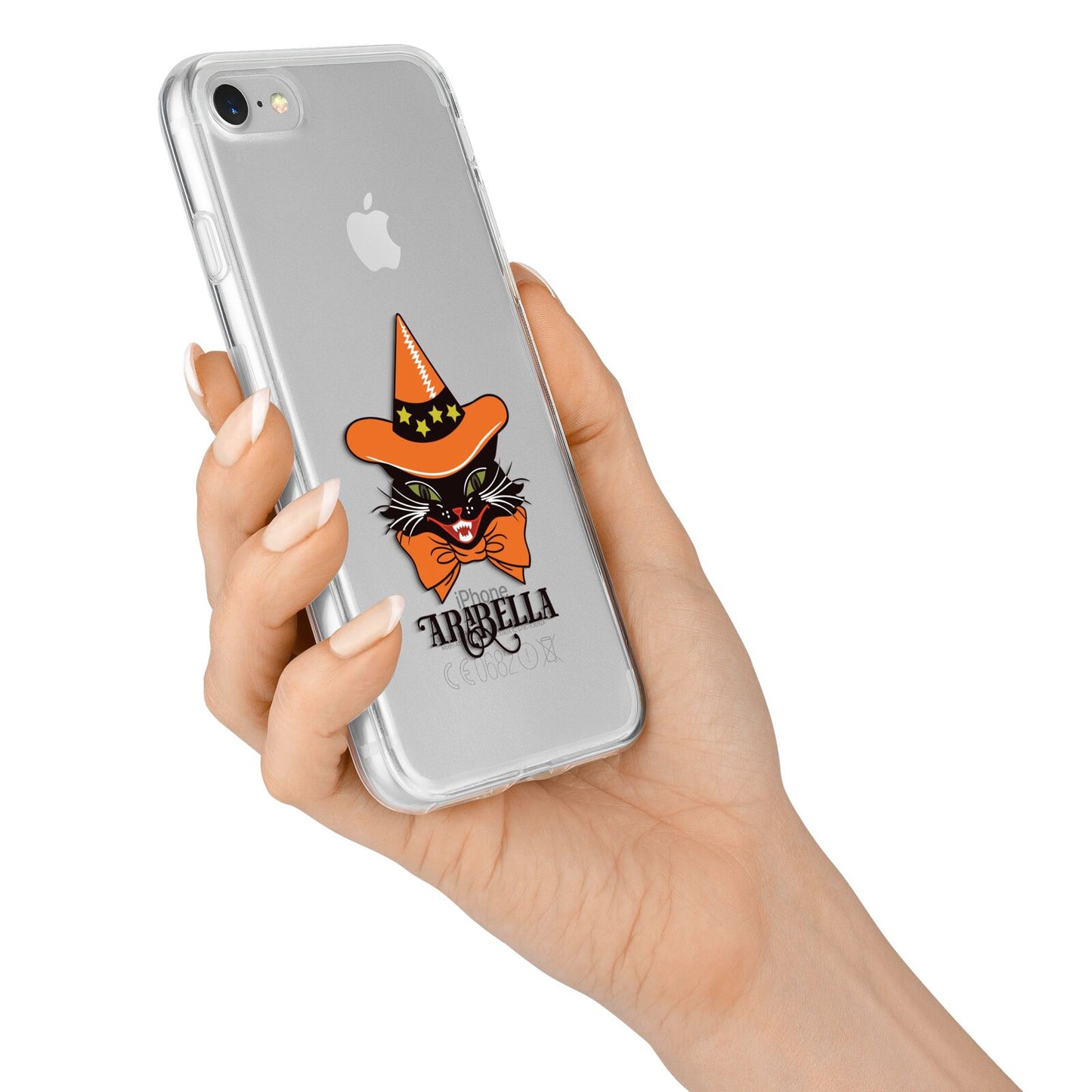 Personalised Halloween Hat Cat iPhone 7 Bumper Case on Silver iPhone Alternative Image