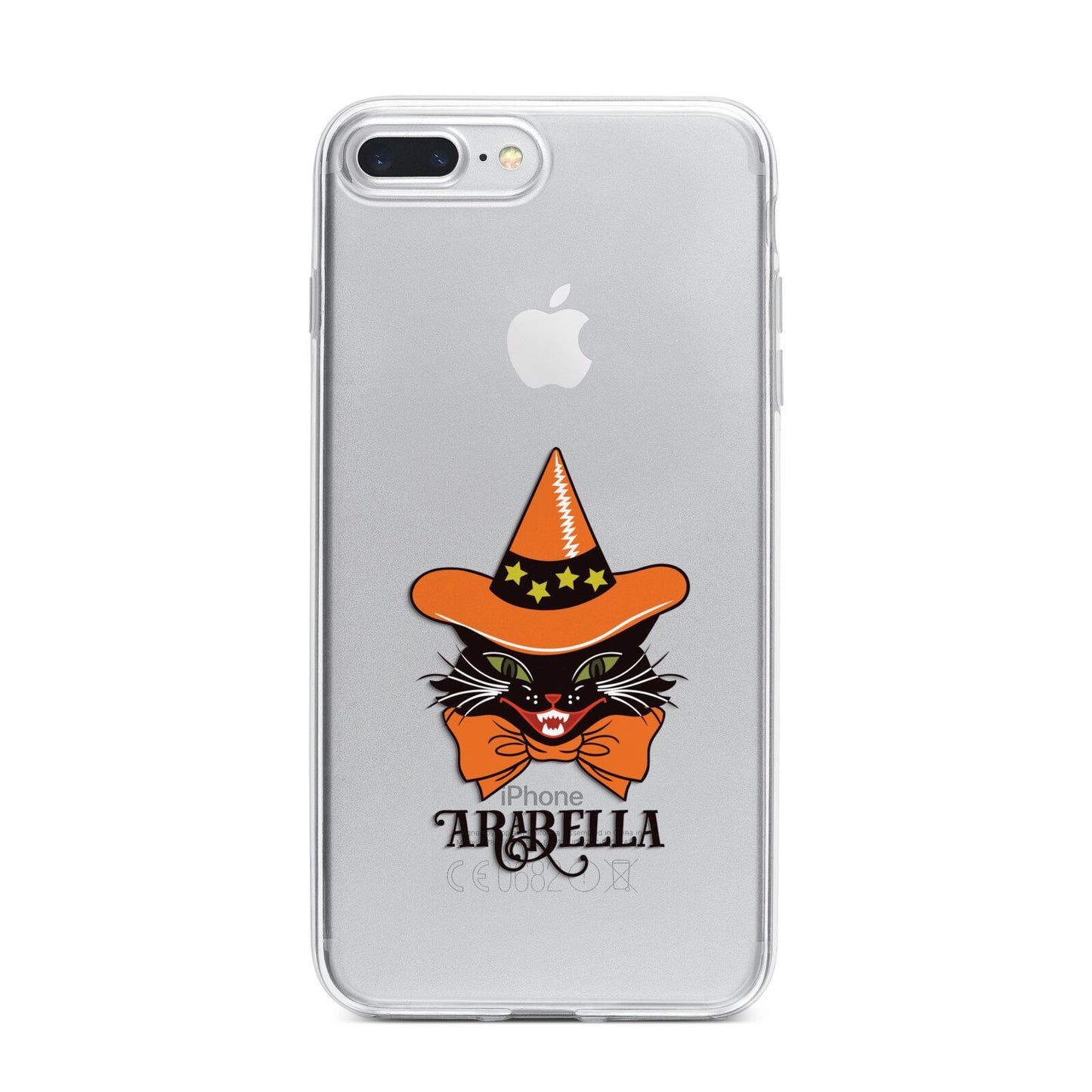 Personalised Halloween Hat Cat iPhone 7 Plus Bumper Case on Silver iPhone