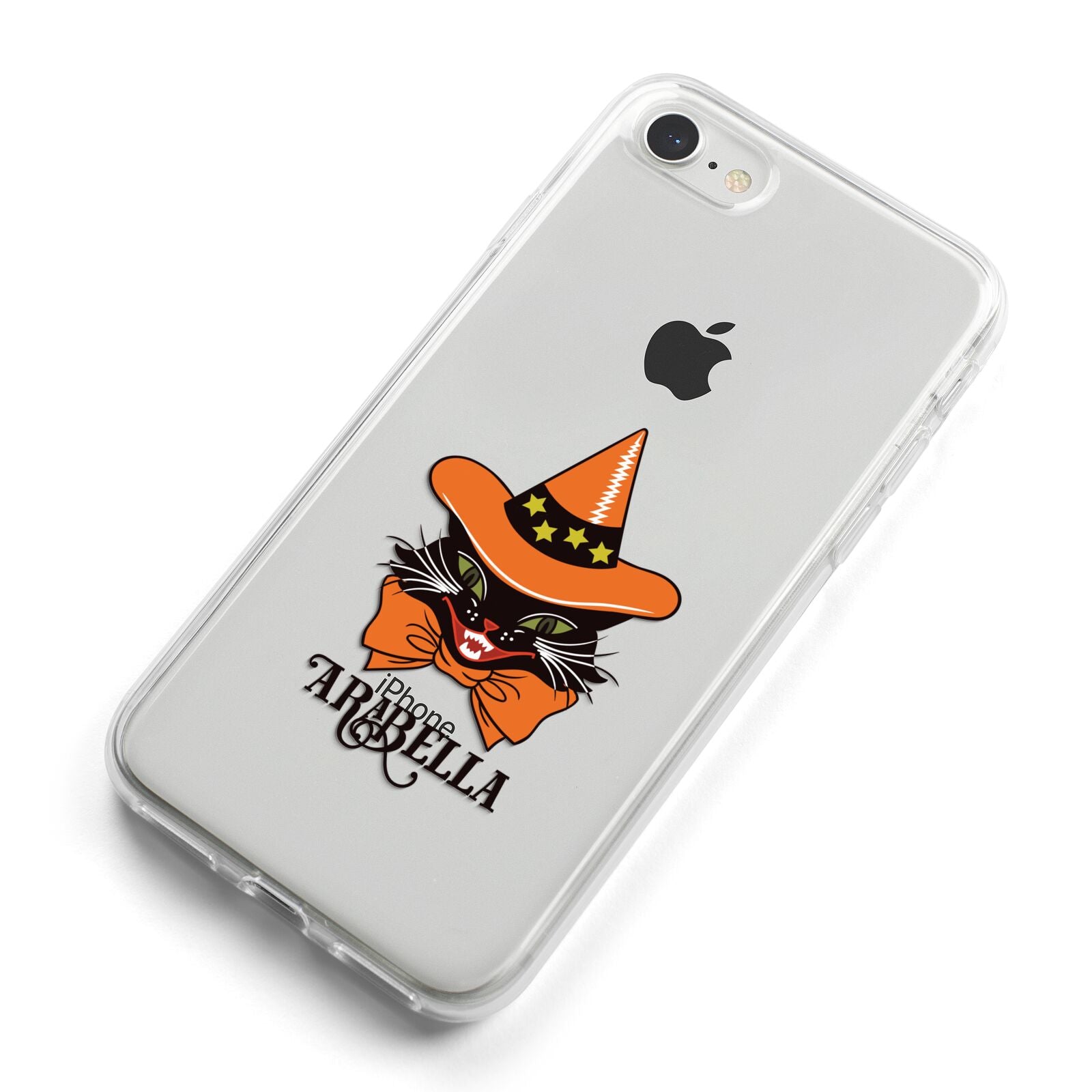 Personalised Halloween Hat Cat iPhone 8 Bumper Case on Silver iPhone Alternative Image
